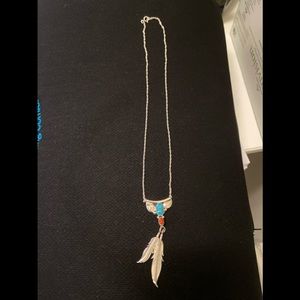 Turquoise coral & sterling silver necklace